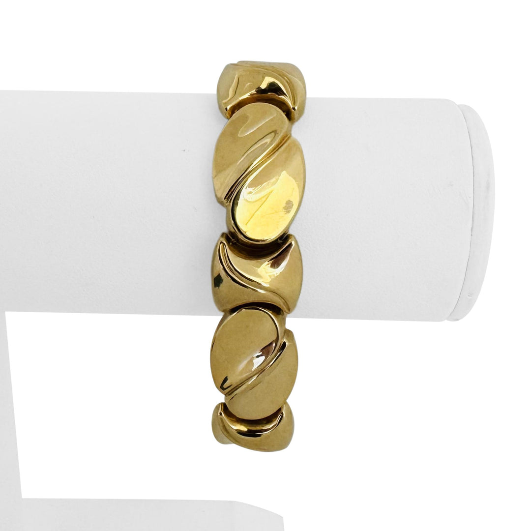 14k Yellow Gold 28.7g Ladies Thick 15mm Fancy Link Bracelet Italy 7.25"