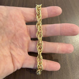 18k Yellow Gold 17.8g Vintage Thick Interlocking Oval Link Bracelet 6.75"