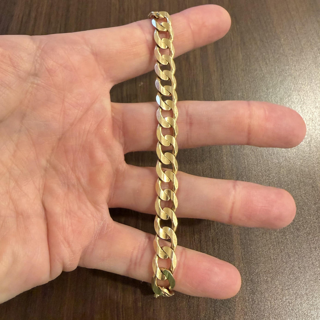 14k Yellow Gold 26.7g Solid Men's 9mm Curb Link Bracelet Italy 8.75"