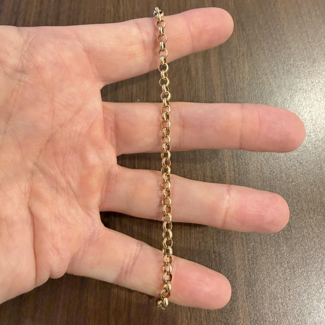 14k Yellow Gold 3g Hollow Milor 4.5mm Rolo Link Bracelet Italy 7.25"
