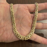 14k Yellow Gold 24.2g Graduated Thick Byzantine Link Necklace Italy 18"