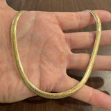 14k Yellow Gold 11.2g Solid Silky Thin Etched Omega Link Necklace Italy 17"