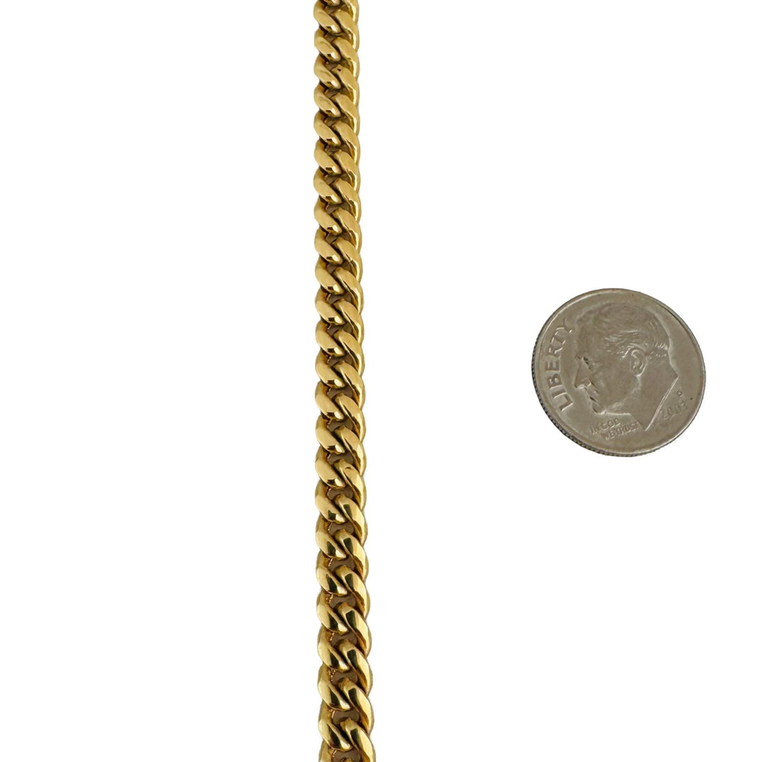 14k Yellow Gold 23g Semi Solid 5.5mm Cuban Curb Link Chain Necklace 24"