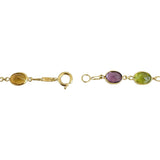 18k Yellow Gold and Bezel Set Multi Gemstone 23.4g Ladies Long Link Necklace 30"