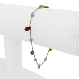 18k Yellow Gold and Multi Gemstone Dainty Ladies Link Bracelet 6.75"