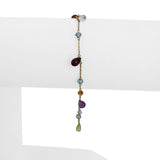 18k Yellow Gold and Multi Gemstone Dainty Ladies Link Bracelet 6.75"