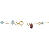 18k Yellow Gold and Multi Gemstone Dainty Ladies Link Bracelet 6.75"