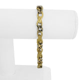 Braccio 14k Yellow and White Gold 30.7g Men's Fancy Curb Link Bracelet Italy 8."