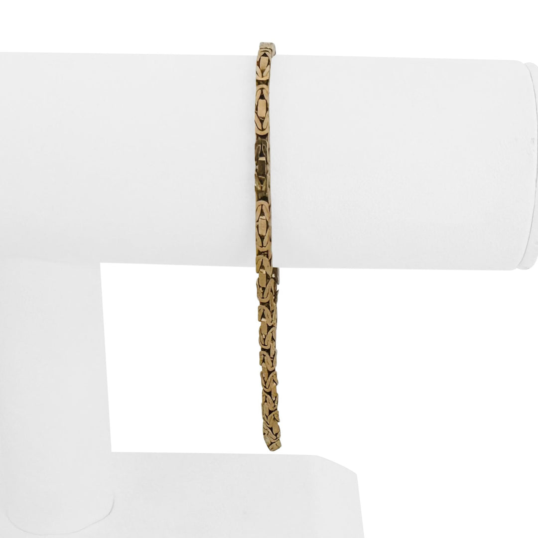 14k Yellow Gold 8.6g Solid 2.5mm Squared Byzantine Link Bracelet Italy 8"