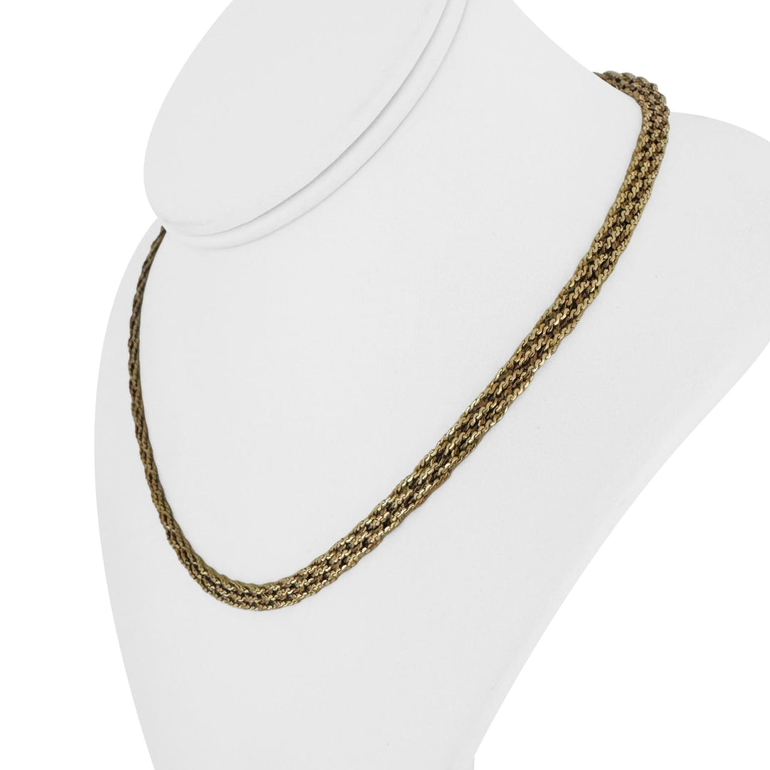 14k Yellow Gold 17.3g Vintage UnoAErre Braided Serpentine Necklace Italy 18"