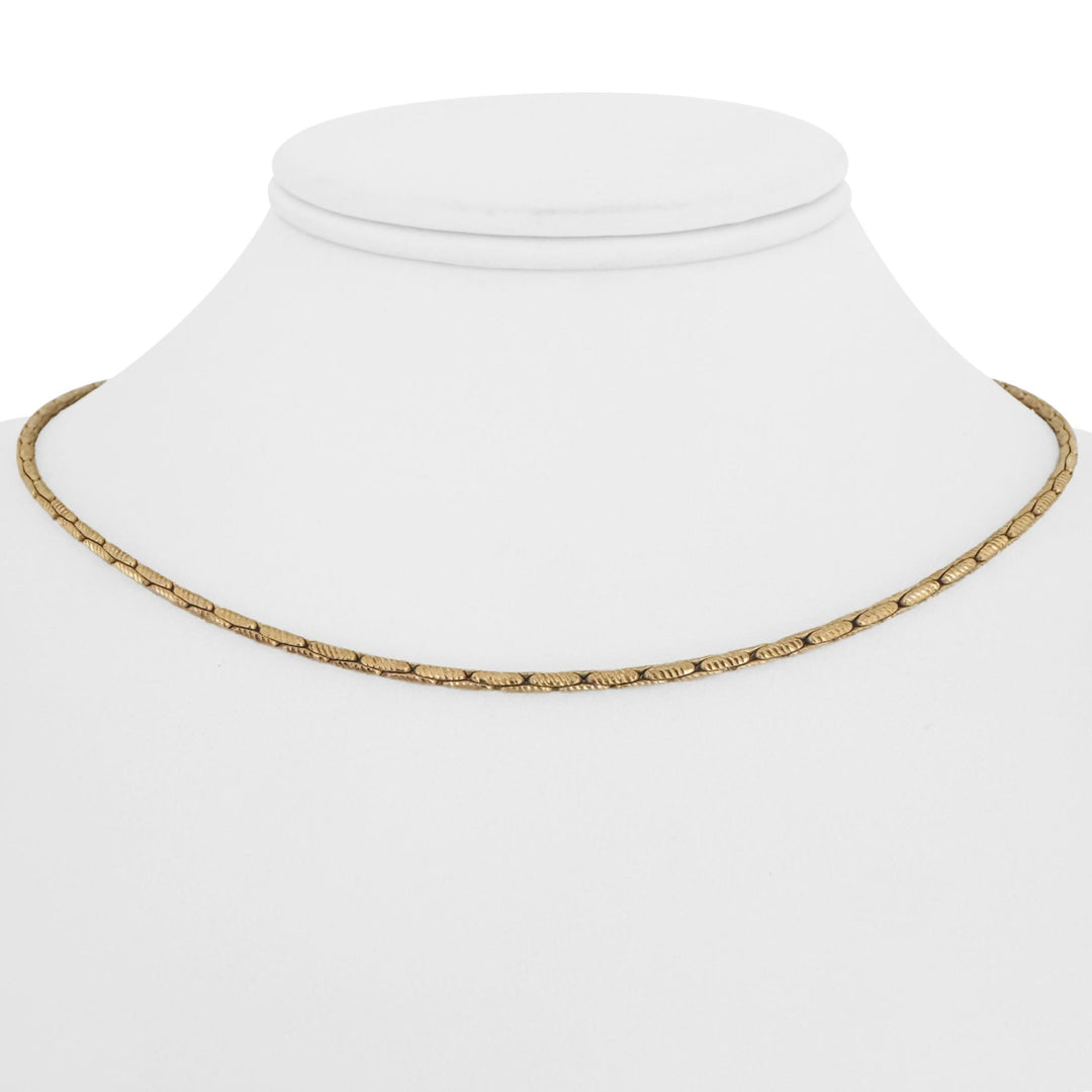14k Yellow Gold 13.3g Solid Thin 2mm Fancy Link Chain Necklace Italy 16"