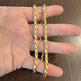 14k Yellow Gold 53.6g Solid Diamond Cut 4.5mm Rope Chain Necklace Italy 24"