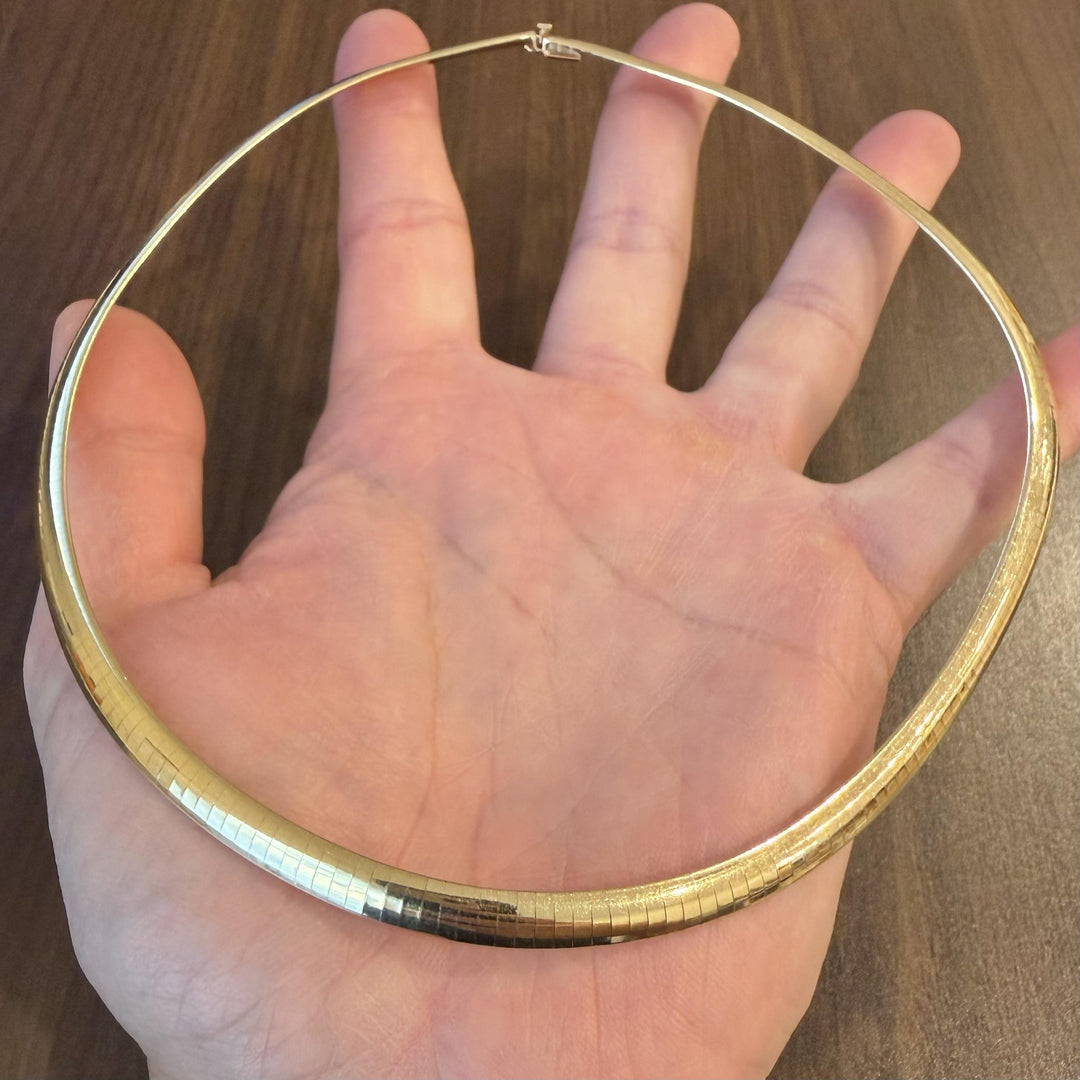 14k Yellow Gold 36g Solid Heavy 6.5mm Omega Link Necklace Italy 18"