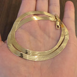 14k Yellow Gold 10g Flat Silky 5.5mm Milor Herringbone Link Necklace Italy 18"