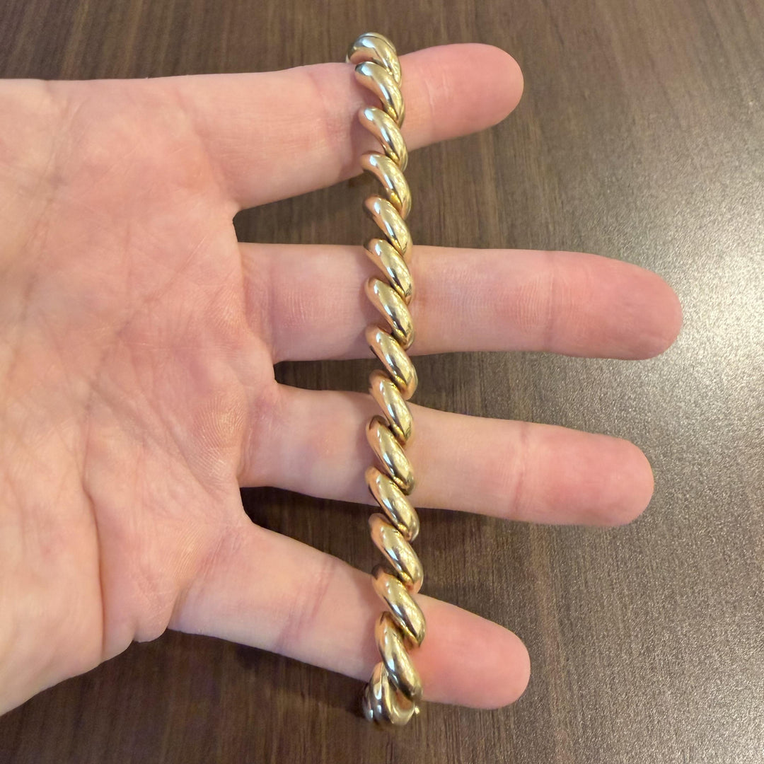 14k Yellow Gold 21.4g Ladies Polished 9mm San Marco Link Bracelet 8"