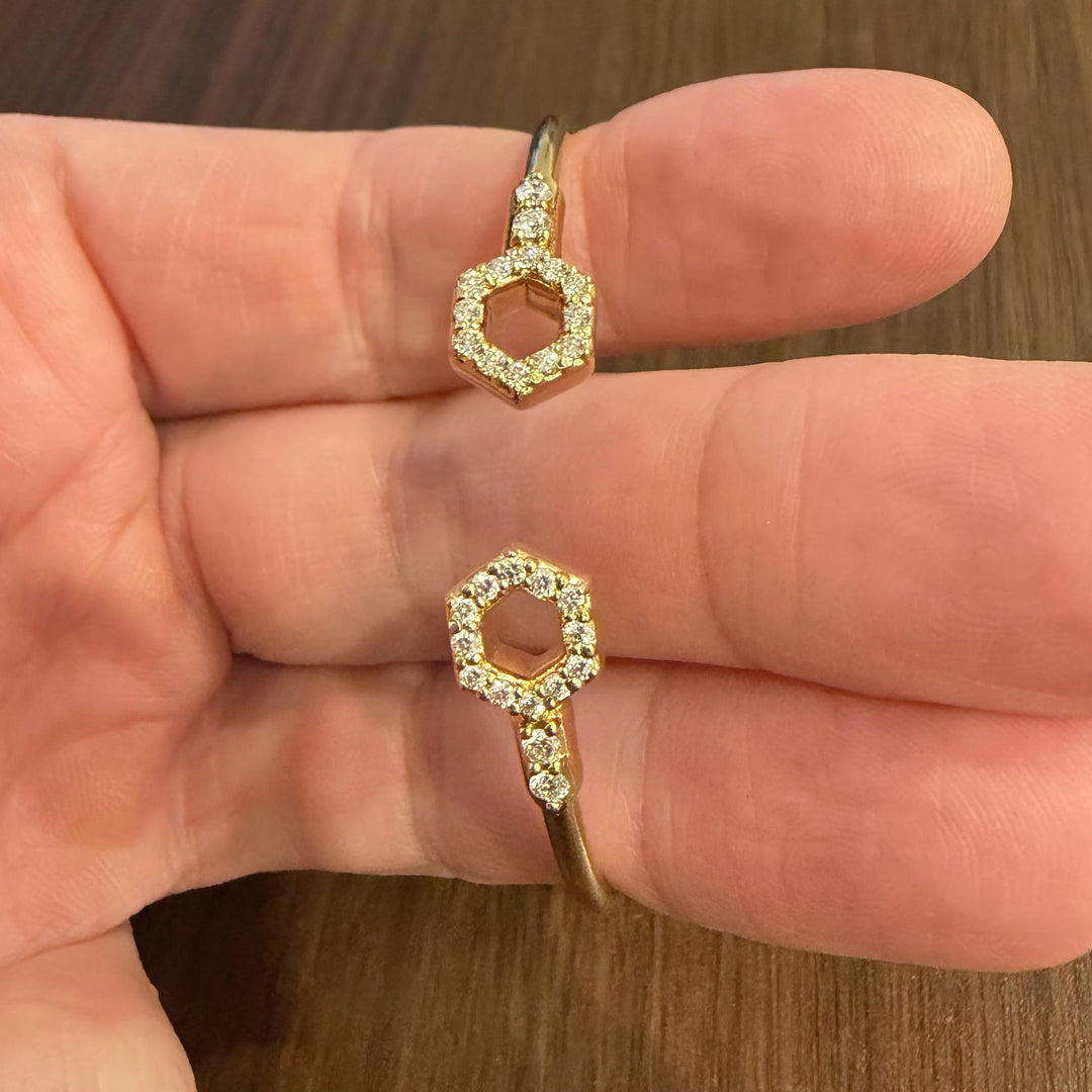 18k Yellow Gold and 0.50cttw Diamond Flex Cuff Bracelet 6.5"