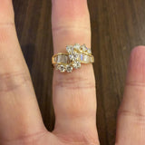 18k Yellow Gold and 1.25cttw Round and Baguette Diamond Ladies Ring Size 7.25