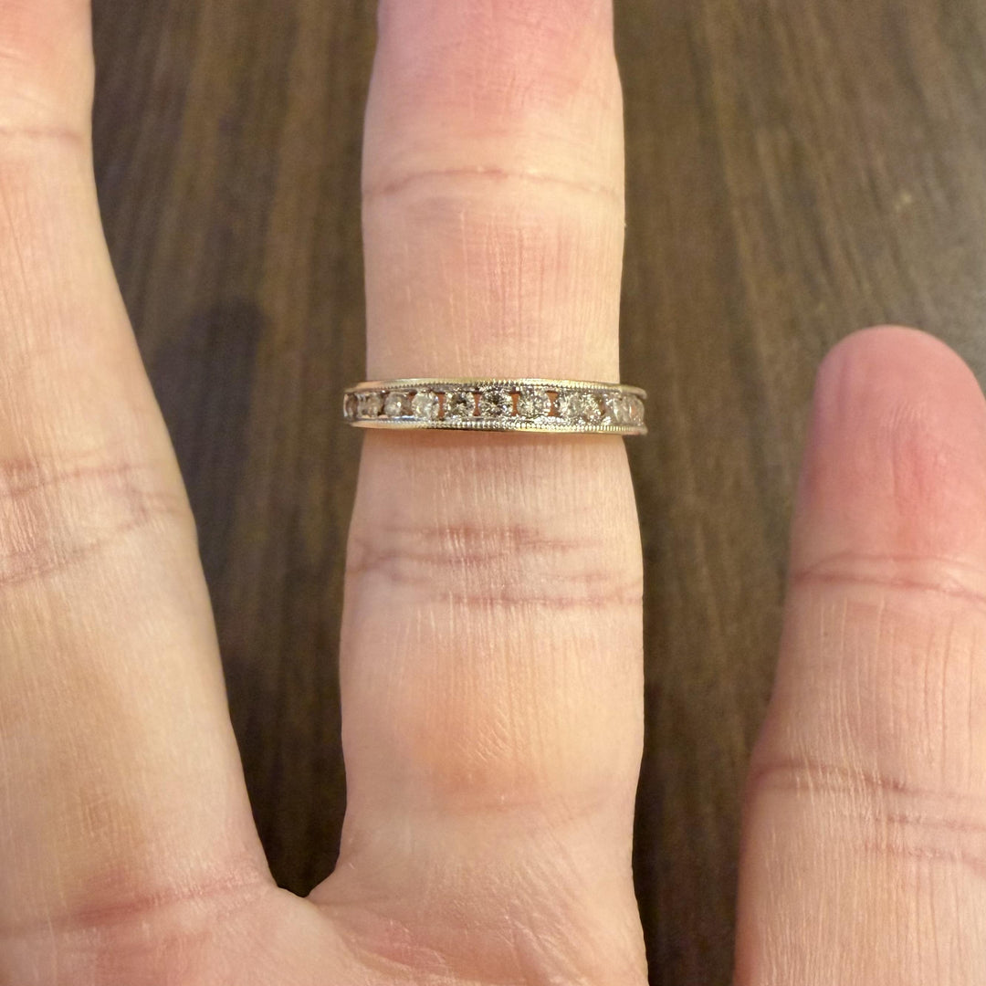 14k Yellow Gold and 0.50cttw Diamond Half Eternity Band Ring Size 7