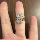 14k Yellow Gold and 2cttw Diamond Vintage Ladies Cluster Ring Size 7.75