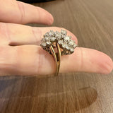 14k Yellow Gold and 2cttw Diamond Vintage Ladies Cluster Ring Size 7.75