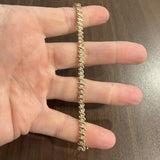 14k Yellow Gold and 3cttw Diamond Solid S Link Vintage Tennis Bracelet 7"