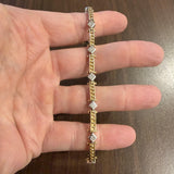14k Yellow and White Gold 0.50cttw Diamond Solid Vintage Link Bracelet 6.75"
