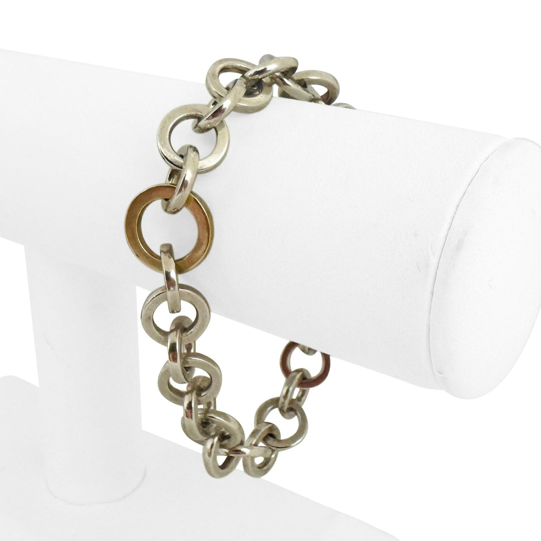 Tiffany & Co. Sterling Silver and 18k Yellow Gold Circle Link Bracelet 6.5"
