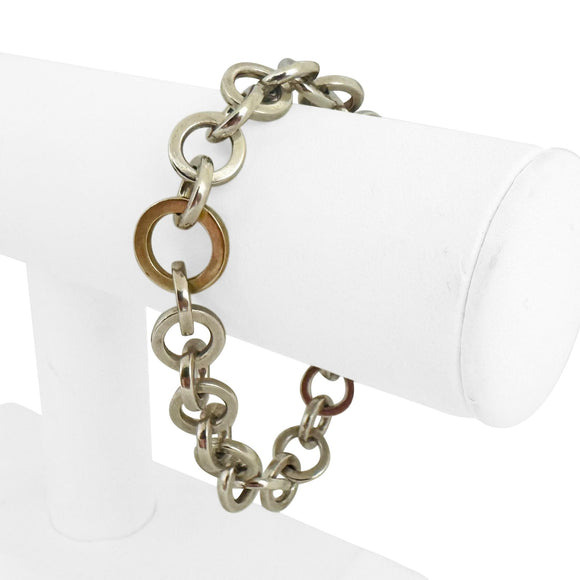 Tiffany & Co. Sterling Silver and 18k Yellow Gold Circle Link Bracelet 6.5
