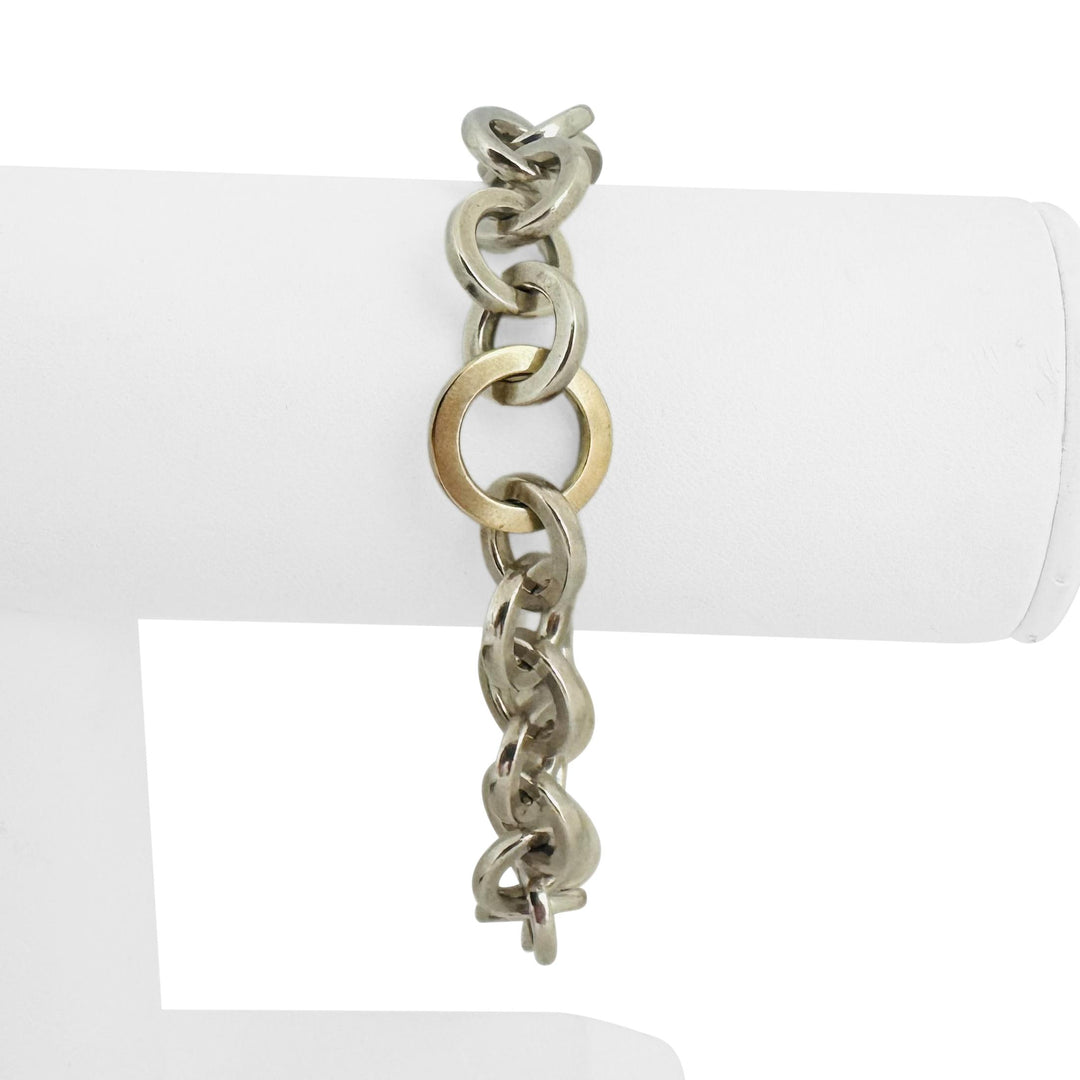 Tiffany & Co. Sterling Silver and 18k Yellow Gold Circle Link Bracelet 6.5"