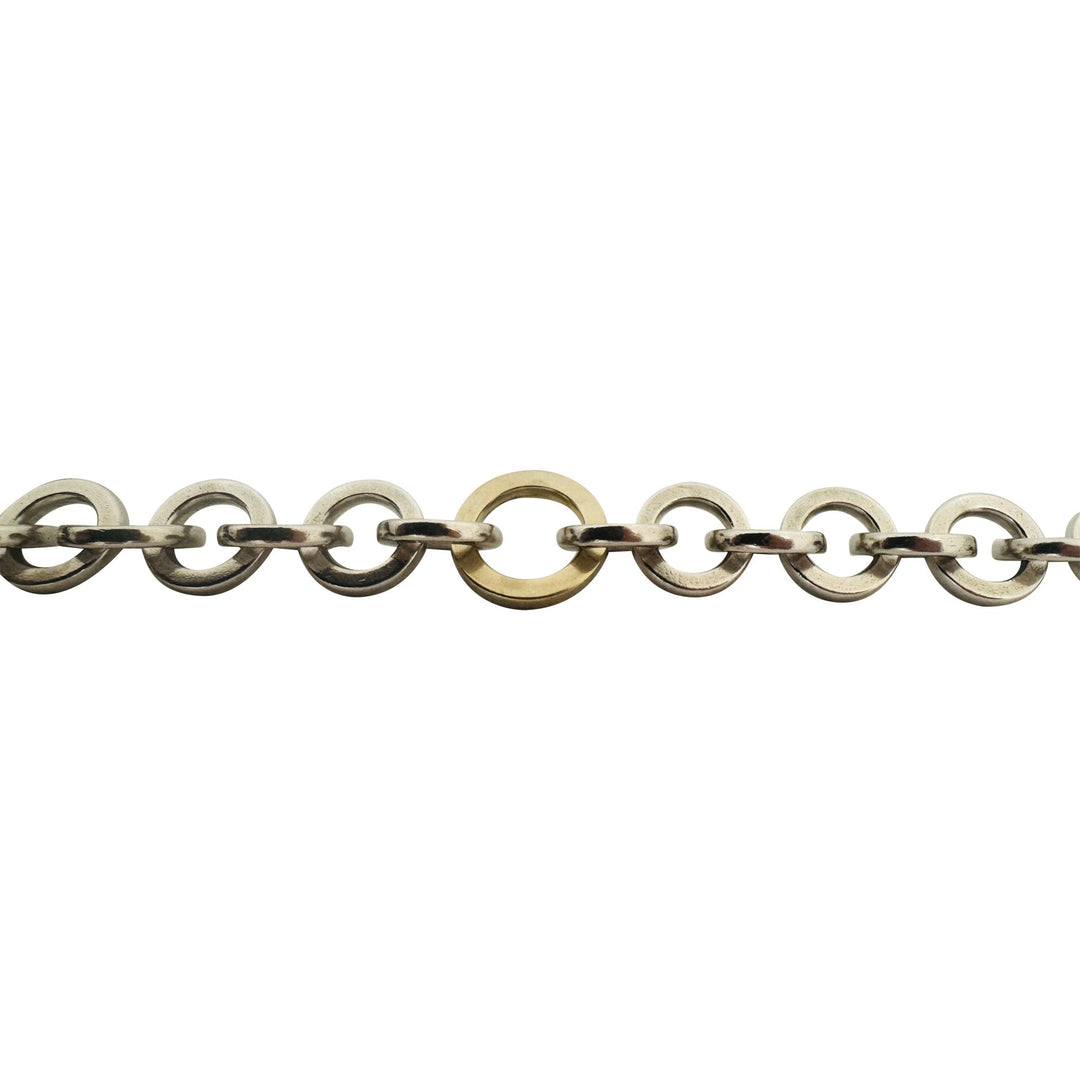 Tiffany & Co. Sterling Silver and 18k Yellow Gold Circle Link Bracelet 6.5"