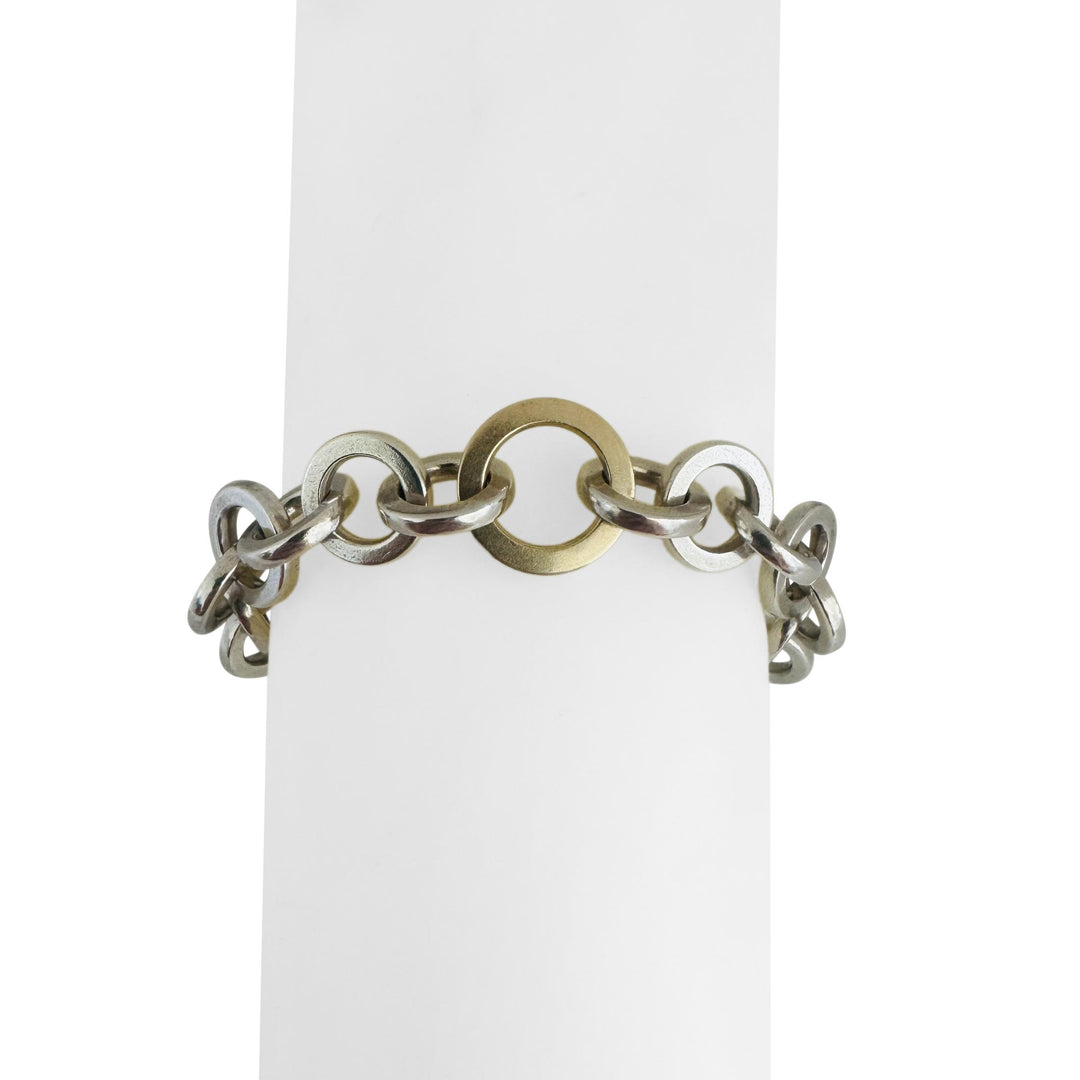Tiffany & Co. Sterling Silver and 18k Yellow Gold Circle Link Bracelet 6.5"