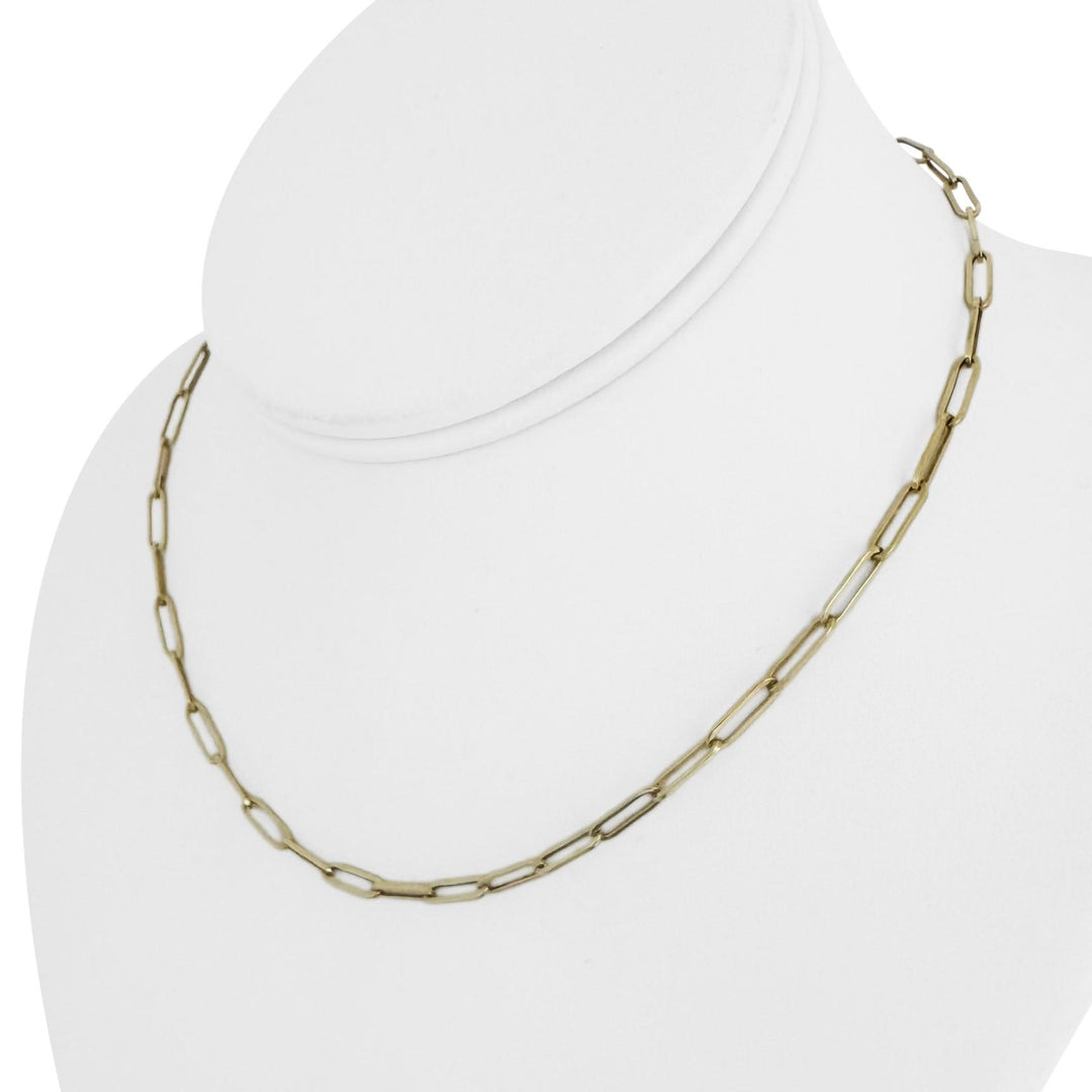 14k Yellow Gold 5.8g Ladies 3mm Paperclip Link Chain Necklace Italy 15"