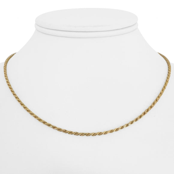 14k Yellow Gold 6.5g Solid Thin 2mm Rope Chain Necklace Italy 16