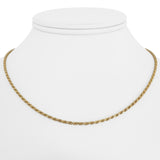 14k Yellow Gold 6.5g Solid Thin 2mm Rope Chain Necklace Italy 16"