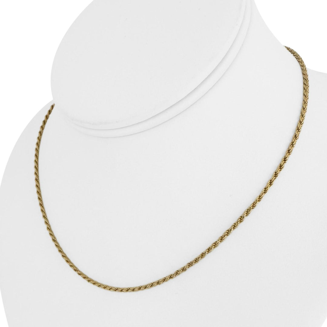 14k Yellow Gold 6.5g Solid Thin 2mm Rope Chain Necklace Italy 16"