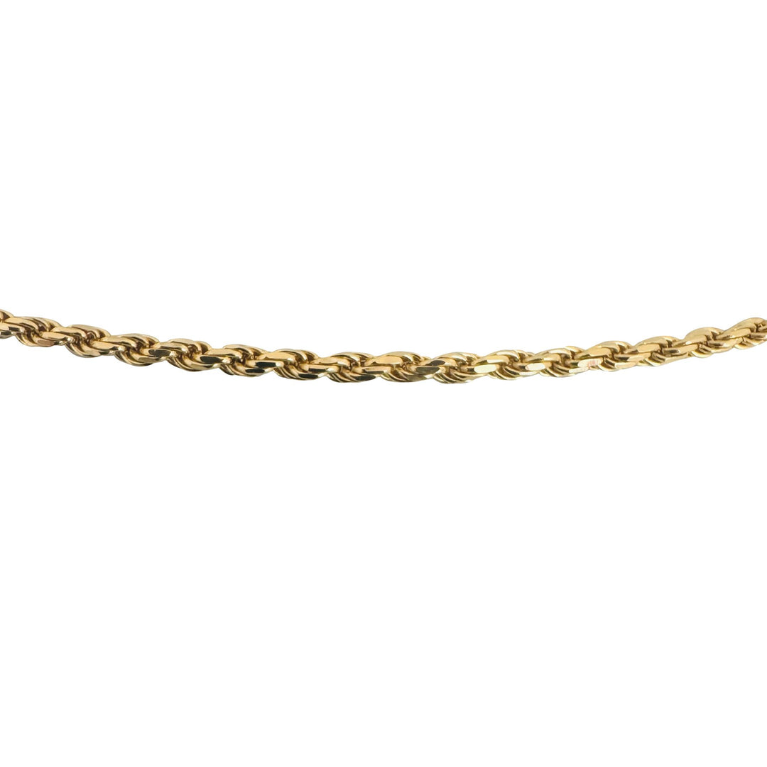14k Yellow Gold 6.5g Solid Thin 2mm Rope Chain Necklace Italy 16"