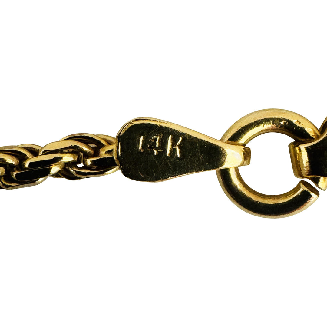 14k Yellow Gold 6.5g Solid Thin 2mm Rope Chain Necklace Italy 16"