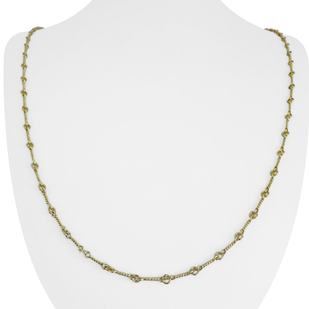 14k Yellow Gold 10.6g Vintage Solid Thin Dog Bone Link Chain Necklace 30"