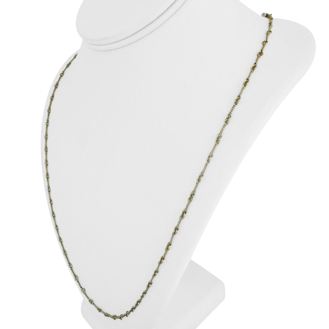 14k Yellow Gold 10.6g Vintage Solid Thin Dog Bone Link Chain Necklace 30"