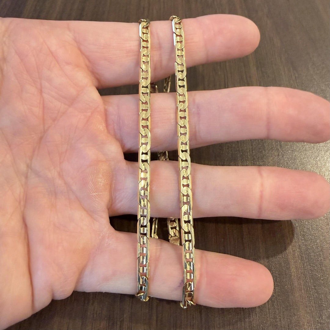 14k Yellow Gold 14.3g Solid 4mm Mariner Link Chain Necklace Italy 18"