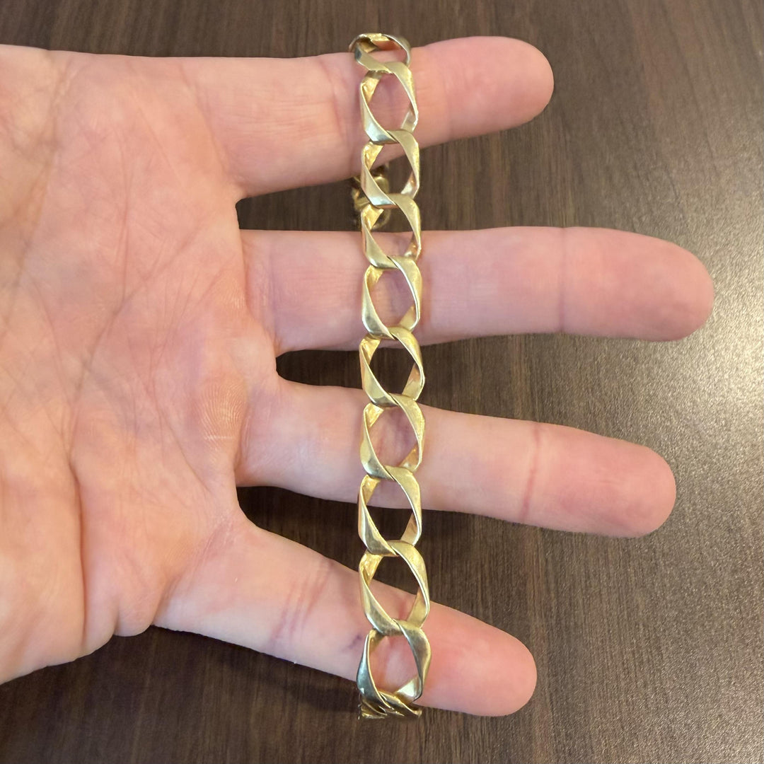 14k Yellow Gold 22.4g Solid Vintage 11mm Curb Link Bracelet 9.25"