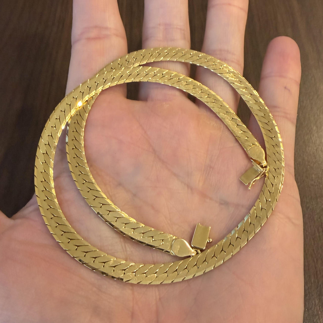 14k Yellow Gold 28.3g Solid Thick 6mm Herringbone Link Necklace 18"