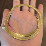 14k Yellow Gold 29.3g Solid Thick 7mm Herringbone Link Necklace Italy 18"
