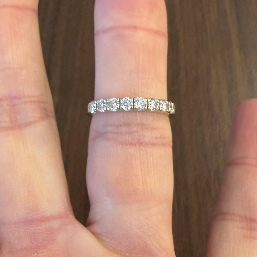14k White Gold and 0.65cttw Diamond Half Eternity Band Ring Size 7.75