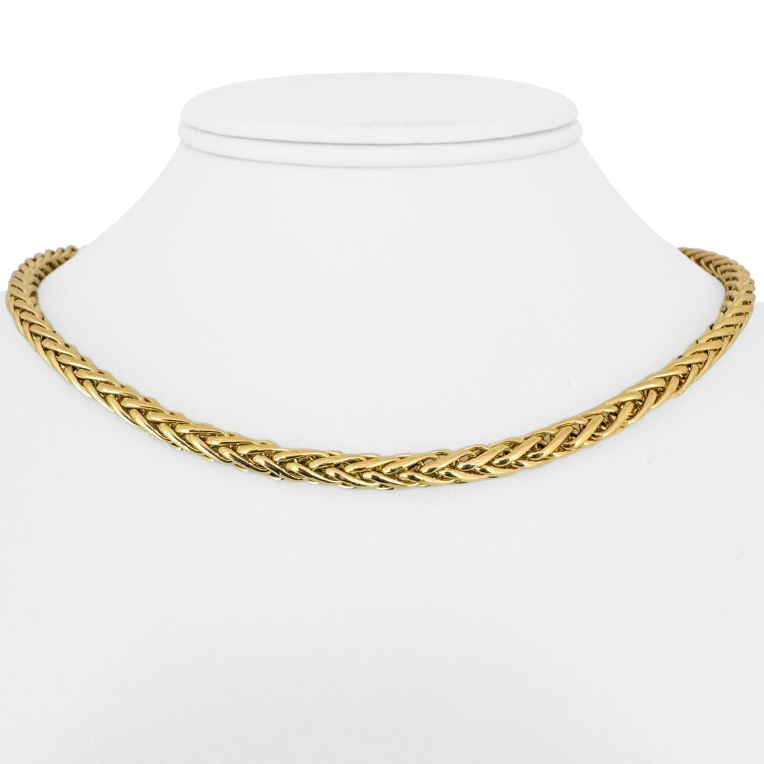 18k Yellow Gold 17.9g Ladies Polished 5mm Wheat Link Chain Necklace Italy 17"
