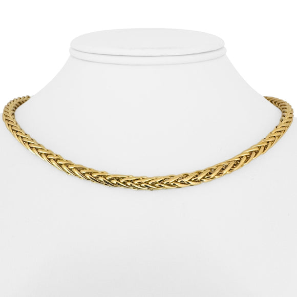 18k Yellow Gold 17.9g Ladies Polished 5mm Wheat Link Chain Necklace Italy 17