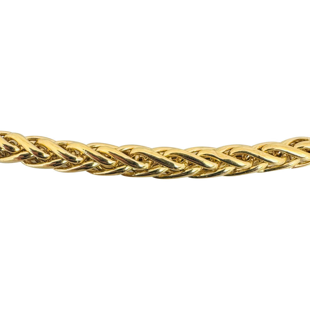 18k Yellow Gold 17.9g Ladies Polished 5mm Wheat Link Chain Necklace Italy 17"