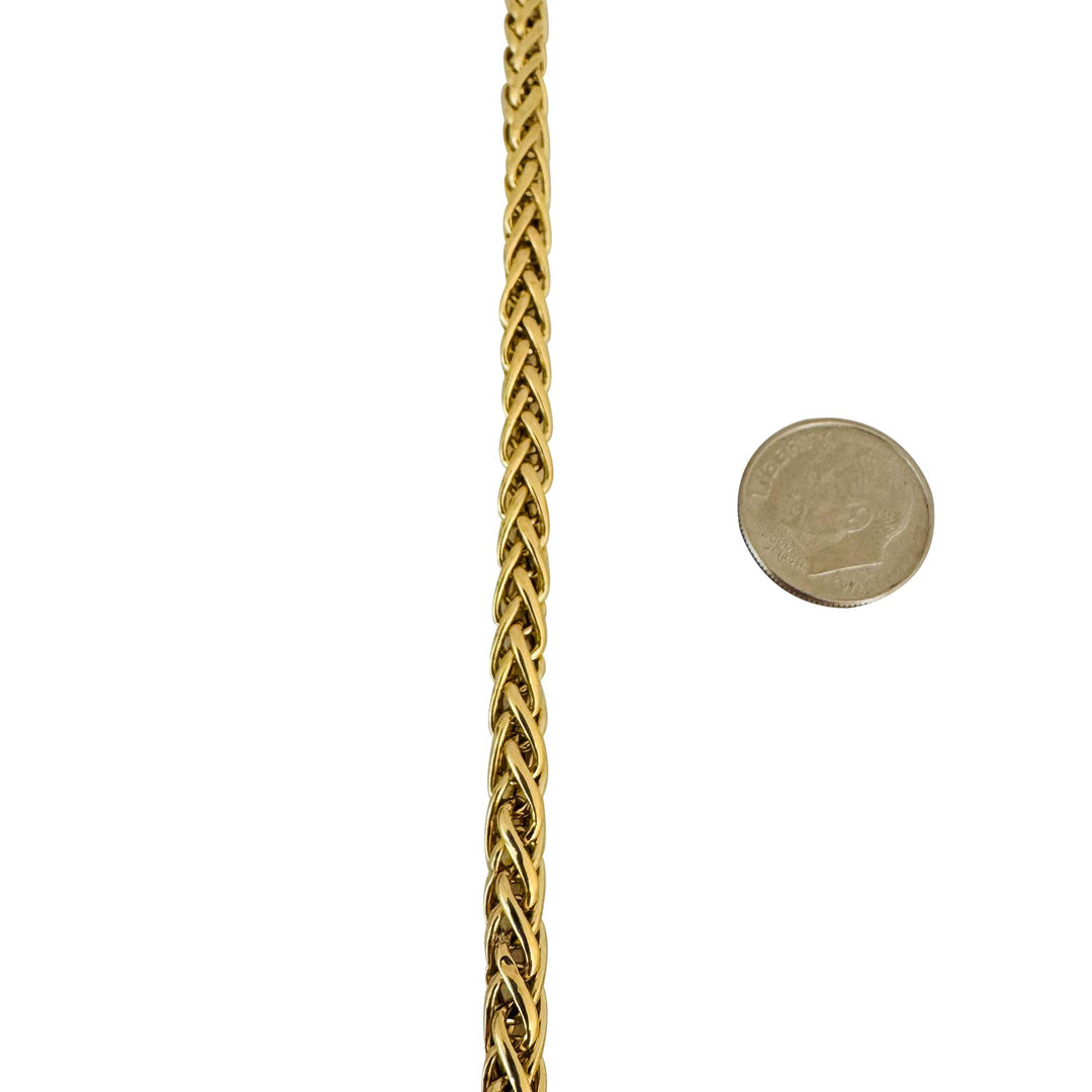 18k Yellow Gold 17.9g Ladies Polished 5mm Wheat Link Chain Necklace Italy 17"