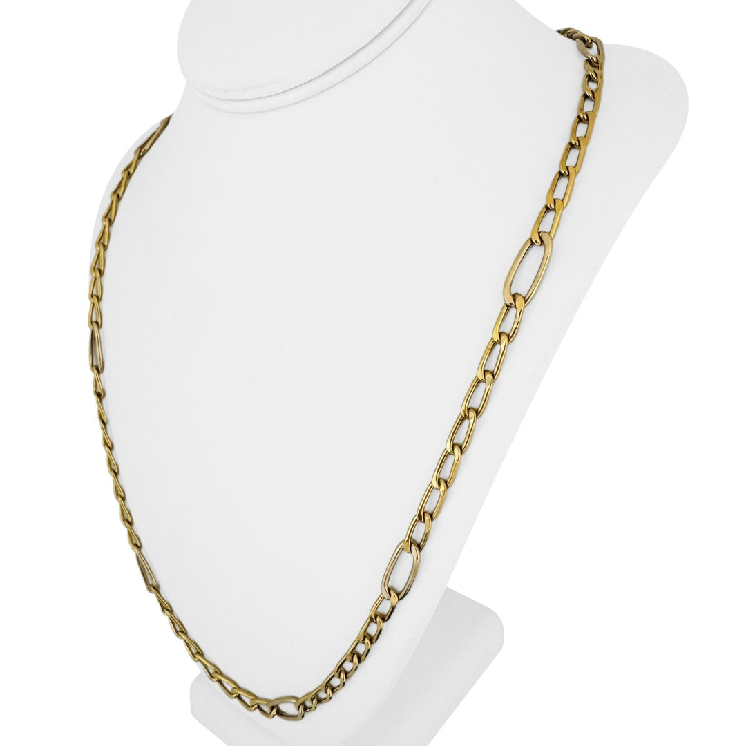 18k Yellow and White Gold 22.5g Hollow Long 7.5mm Vintage Necklace Italy 37"