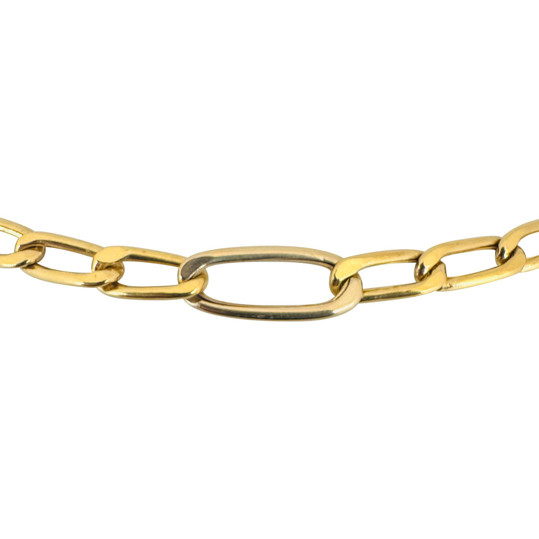 18k Yellow and White Gold 22.5g Hollow Long 7.5mm Vintage Necklace Italy 37"